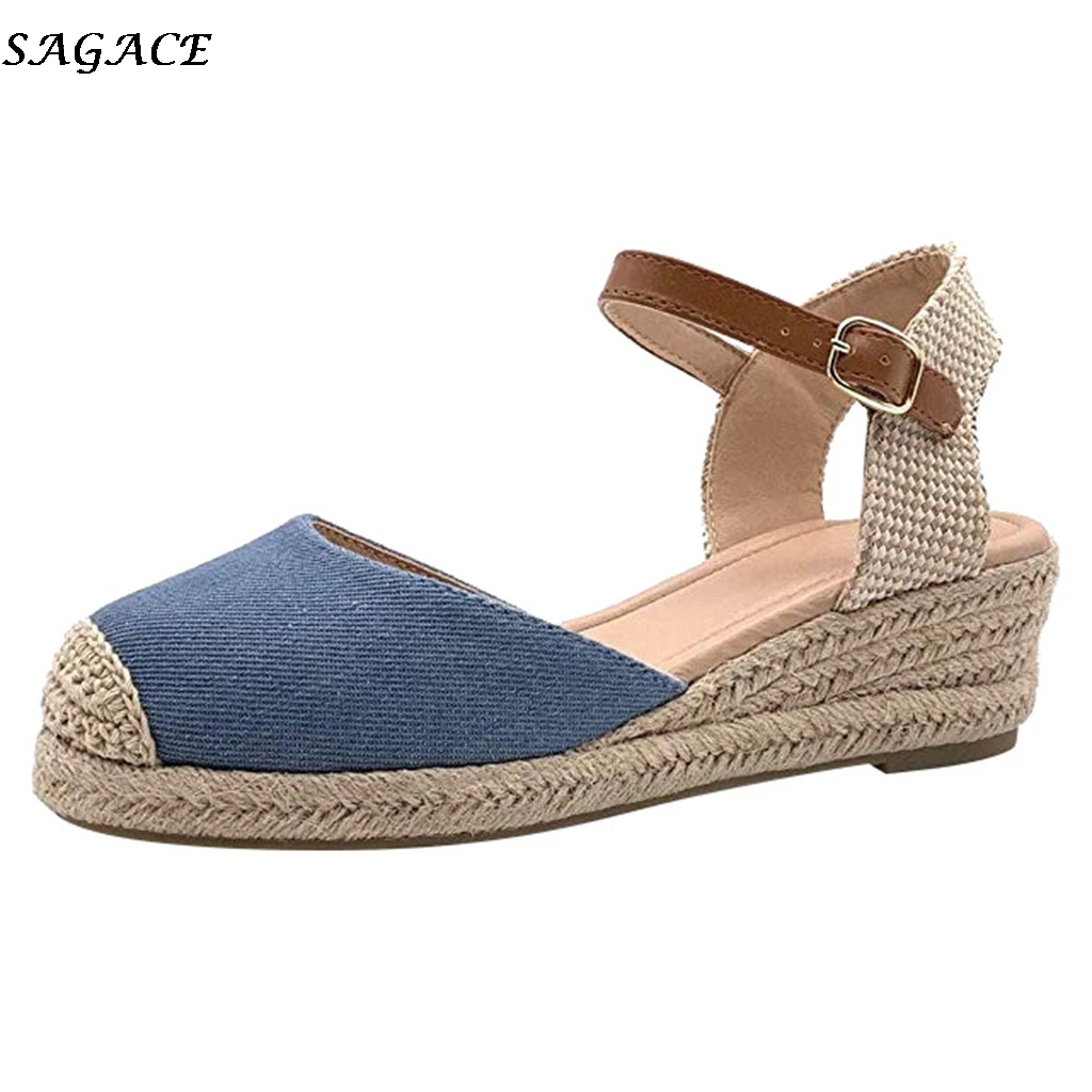 ladies low wedge sandals