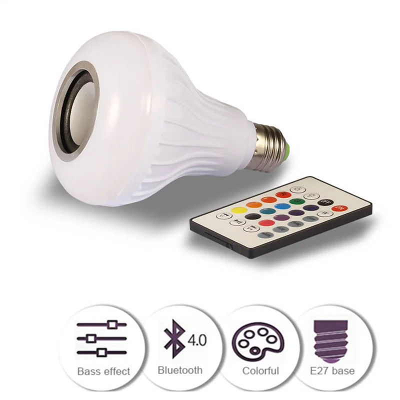RGB светодиодный лампы E27 12 Вт Беспроводной Bluetooth Динамик музыка играет с удаленным