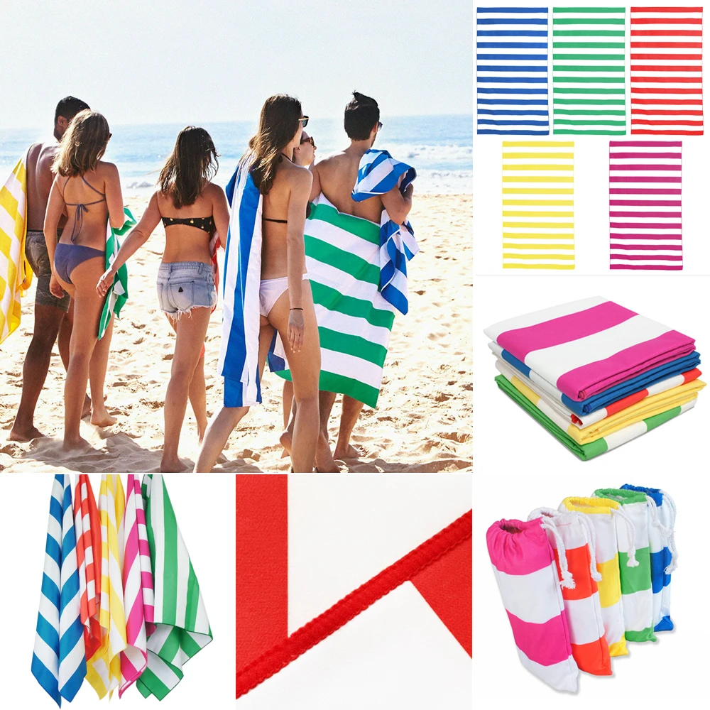 

Urijk 1PC Microfibre Striped Beach Towels Summer Bohemia Serape Blanket Multifunctional Bathroom Towel/tablecloth Towel 200x90cm