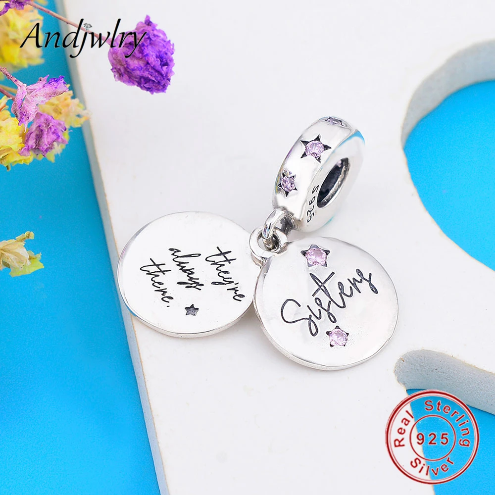 Браслет Pandora Charms из стерлингового серебра 925 пробы, серьги кулон Forever Sisters, очаровательные женские украшения DIY Berloque 925