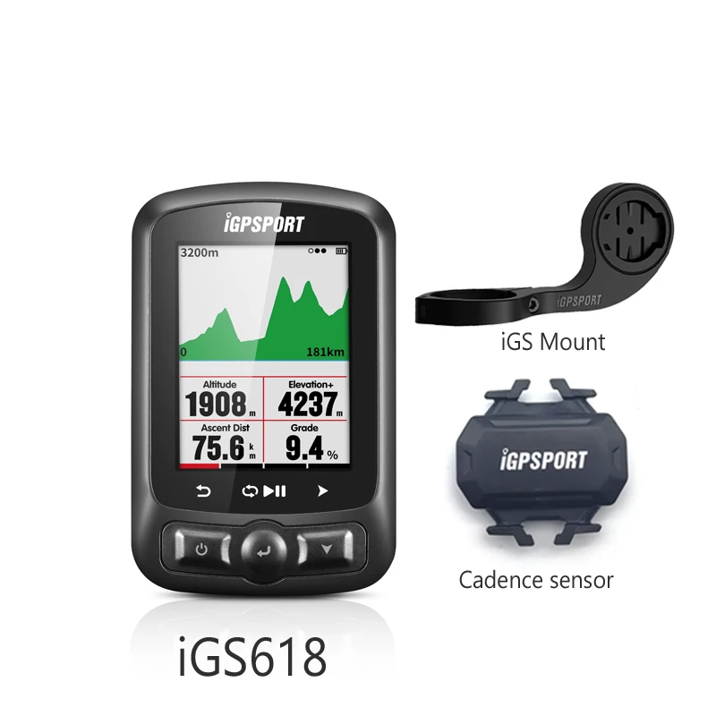 

GPS Cycling Power Meter iGS618 iGPSPORT Computer Navigation Speedometer IPX7 3000 Hours Data Storage