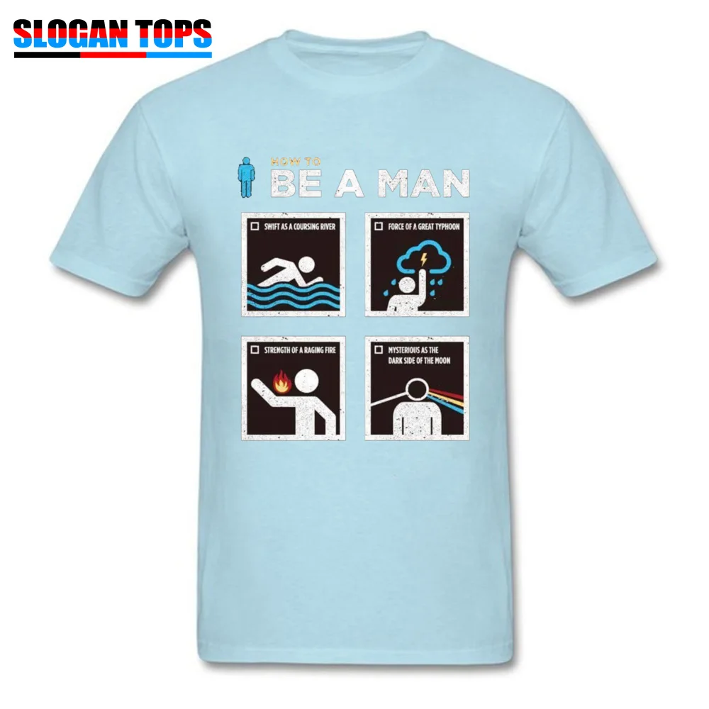 cosie 100% Cotton Printed Tops & Tees Graphic Short Sleeve Mens T Shirts Funny April FOOL DAY T-shirts Round Neck How to Be a Man 370 light