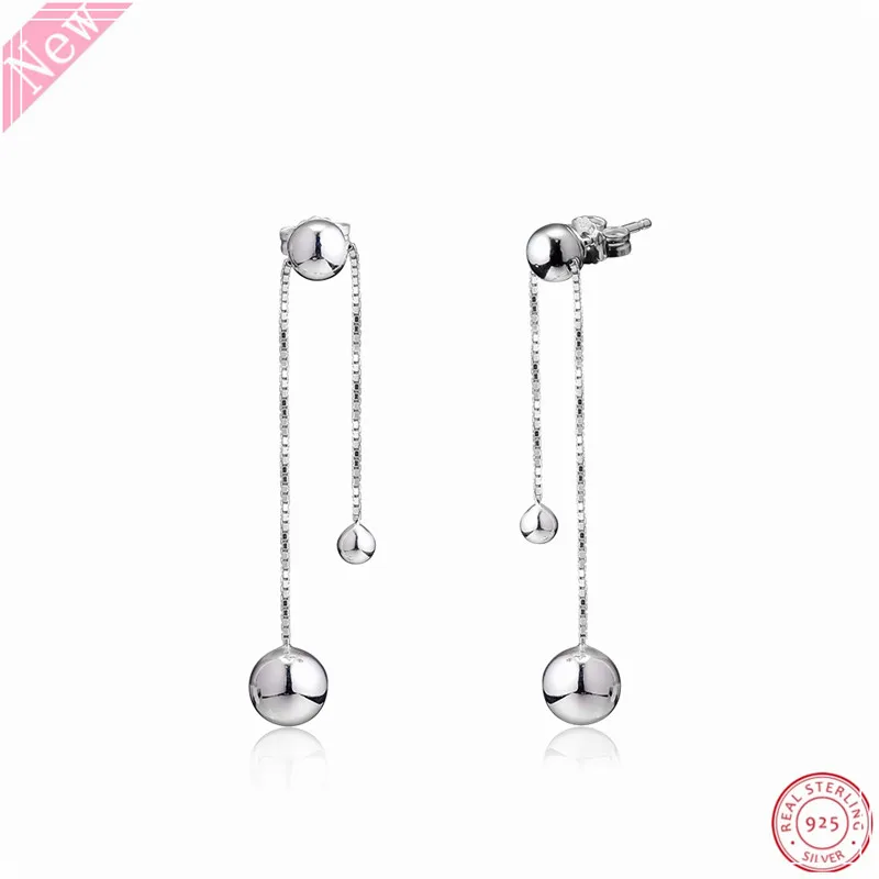

New Arrival String of Beads Drop Earrings for Women 925 Sterling Silver Jewelry FLE143