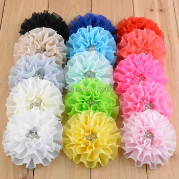 

40pcs/lot Baby Chiffon Diamond Flower Baby Headband Accessories Hair Accessories Flat Back
