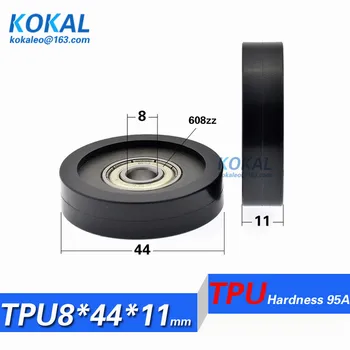 

[TPU0844-11] HOT 10PCS Low noise 608zz 608 coated with TPU hardness 95A rubber Vending machine sliding guide bearing wheel roll