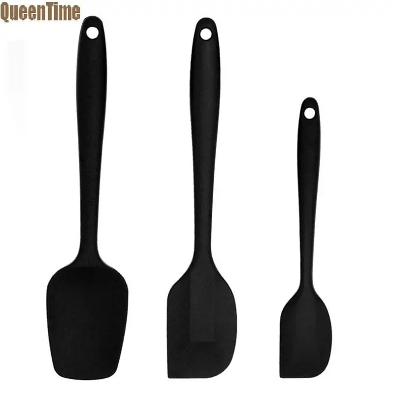  QueenTime 3Pcs/Set Silicone Spatulas Butter Scraper For Baking Mixing Kitchen Utensils Durable Crea