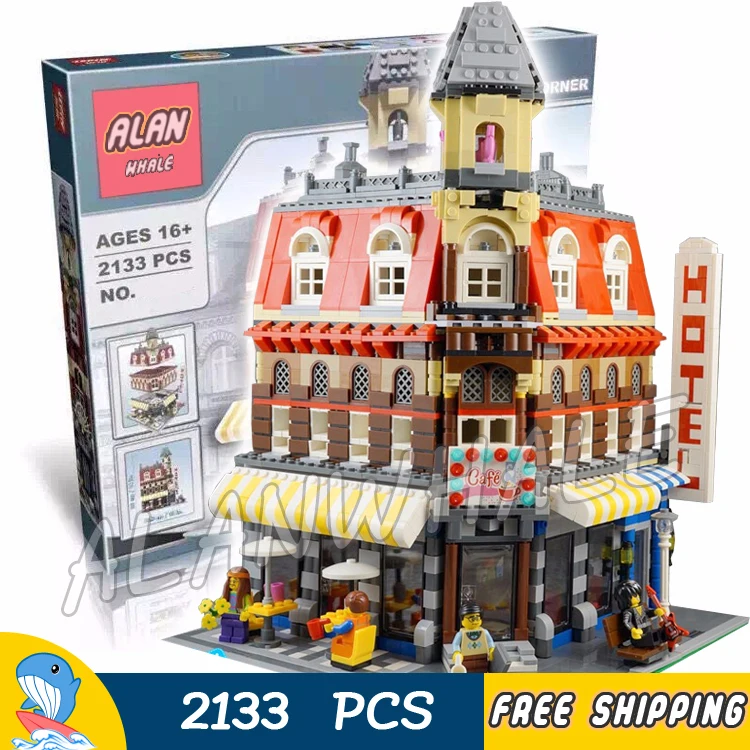 

2133pcs Creator Expert Cafe Corner Hall Construct Mansion 30012 Model Modular Building Blocks Toys Bricks Compatible with lago