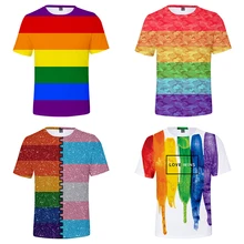 LGBT Радужный Флаг, 3d футболки для девушек, летняя мода, мужская и женская футболка с коротким рукавом, 3D футболки, футболки, толстовки, топы