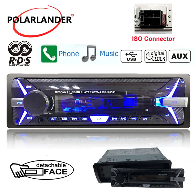 Remote control In-Dash 1 DIN Bluetooth MP3 Audio Player HiFi FM Aux audio input Player 12V Car tuner Stereo