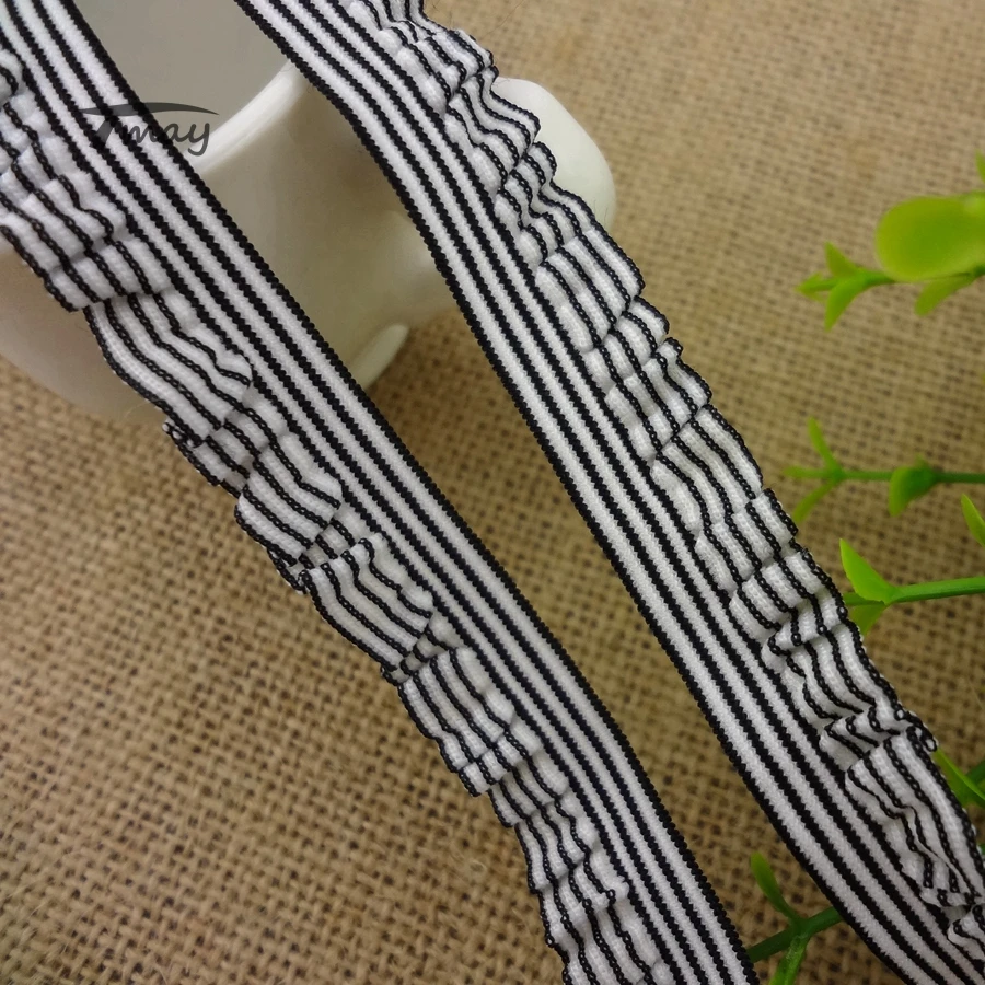 

#1150 TOP QUALITY! Stripe Ruffle Elastic Lace trim Colored corrugated edge Lace Ribbon Elastic Trim diy Clothes hairbands