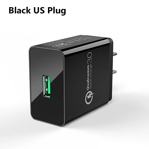 TIEGEM Quick Charge 3,0 USB настенное зарядное устройство адаптер 18 Вт EU US Plug Универсальное зарядное устройство для мобильных телефонов для samsung iphone 7 - Тип штекера: Black US Plug