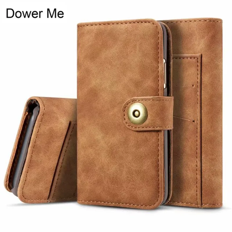 

Dower Me Retro Business 2 in 1 Magnetic Detachable Flip Wallet Card Slot Leather Case Cover For iPhone X 8 7 6 6S Plus 5 5S SE