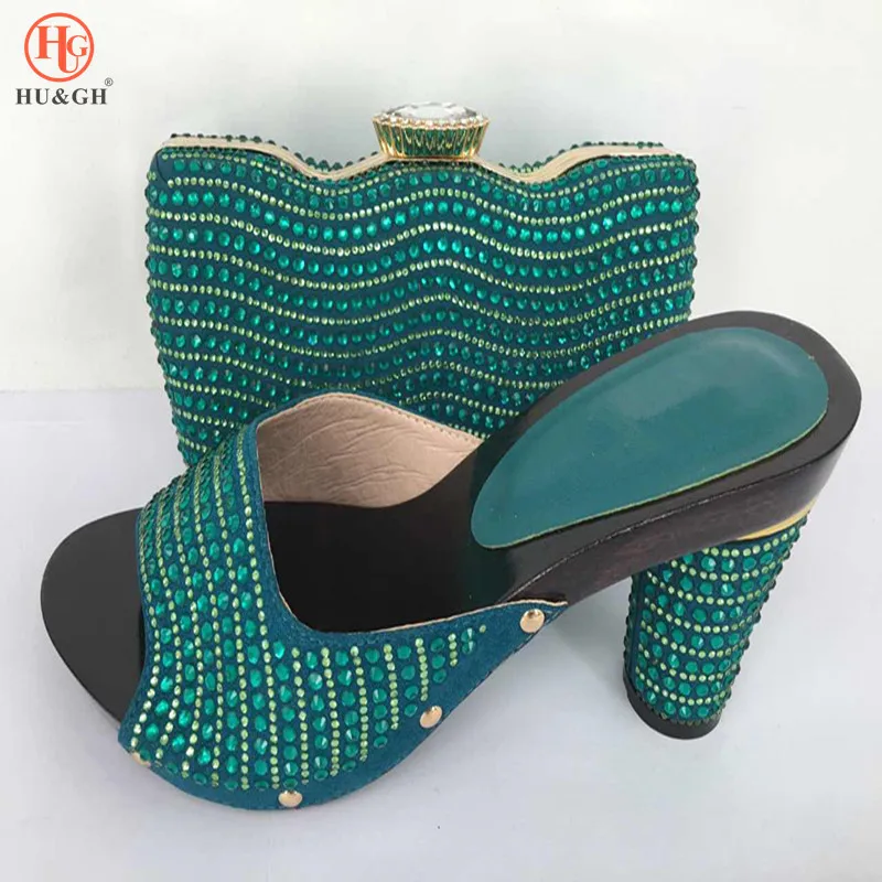 

Ladies Italian Shoes and Bag Set Decorated with Rhinestone Sky Blue Color Nigerian Shoes and Matching Bags Lake blue Color Shoes