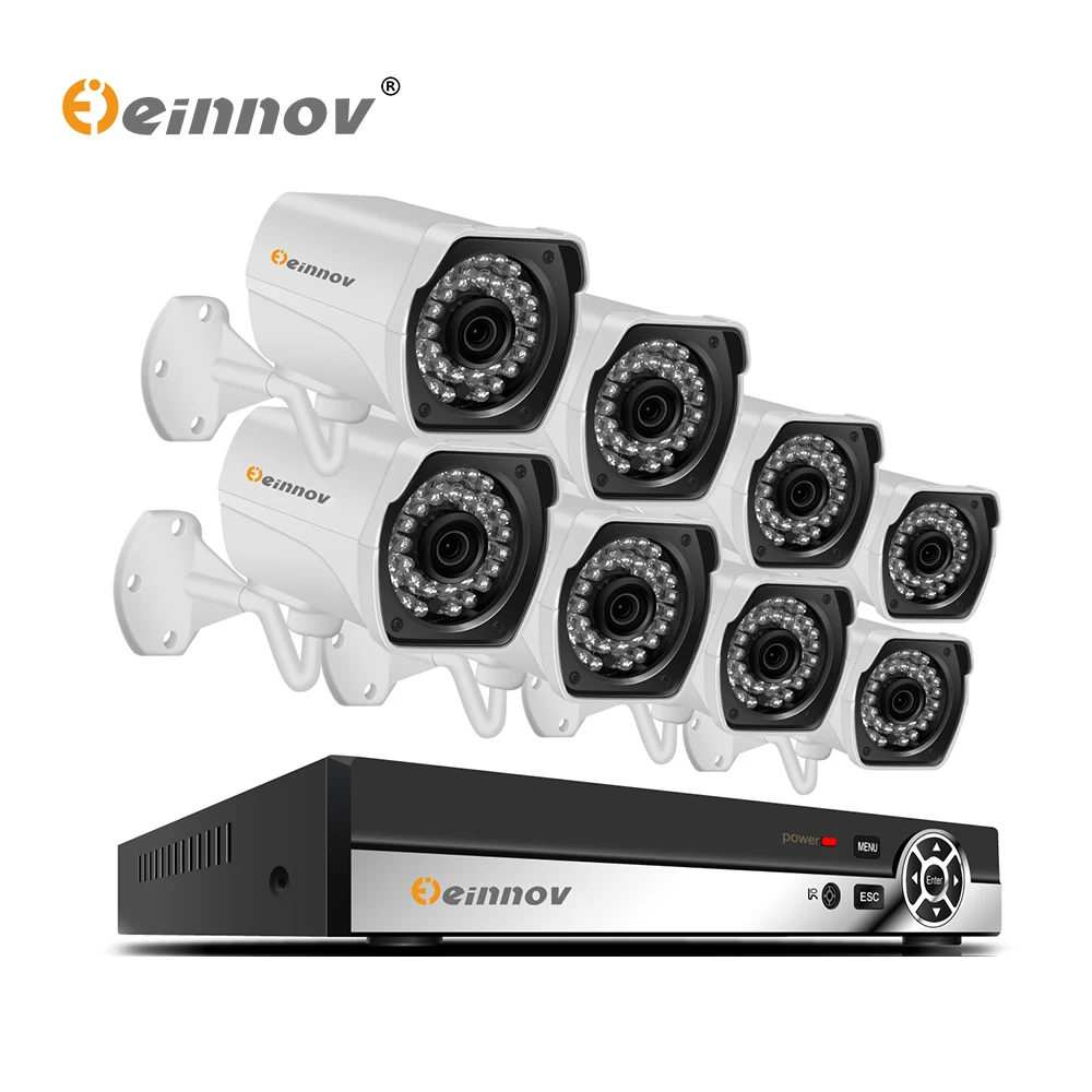 

Einnov 4Ch 8CH Home Security CCTV Camera System 5MP 48V POE NVR Kit Onvif H.265 HD POE IP Camera Waterproof Night Vision 1TB HDD