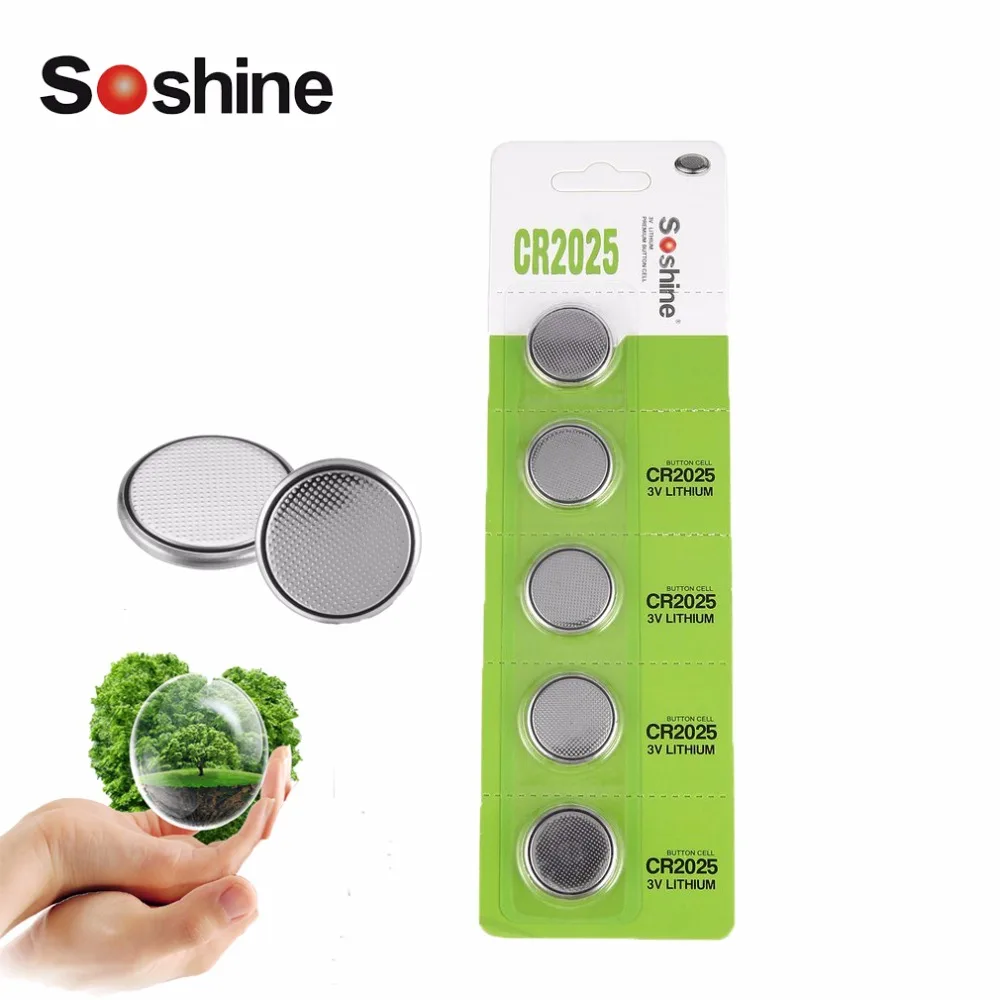 Newest Soshine 5pcs CR2025 3V 150mAh Replacement Lithium