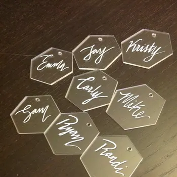 

Personalized name hexagon tags, holiday gift tags,wedding decor,name pendants