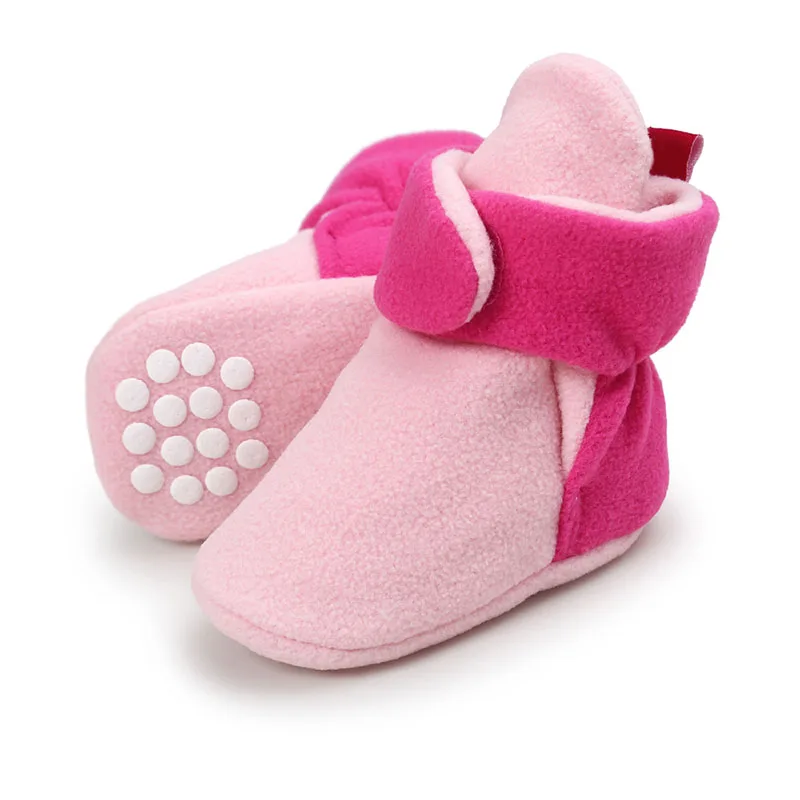 Обувь для малышей; унисекс; Cozie; Искусственная флисовые пинетки; все сезоны; мягкая подошва; теплая Классическая обувь для малышей; обувь для мальчиков и девочек - Цвет: Dark light pink 01