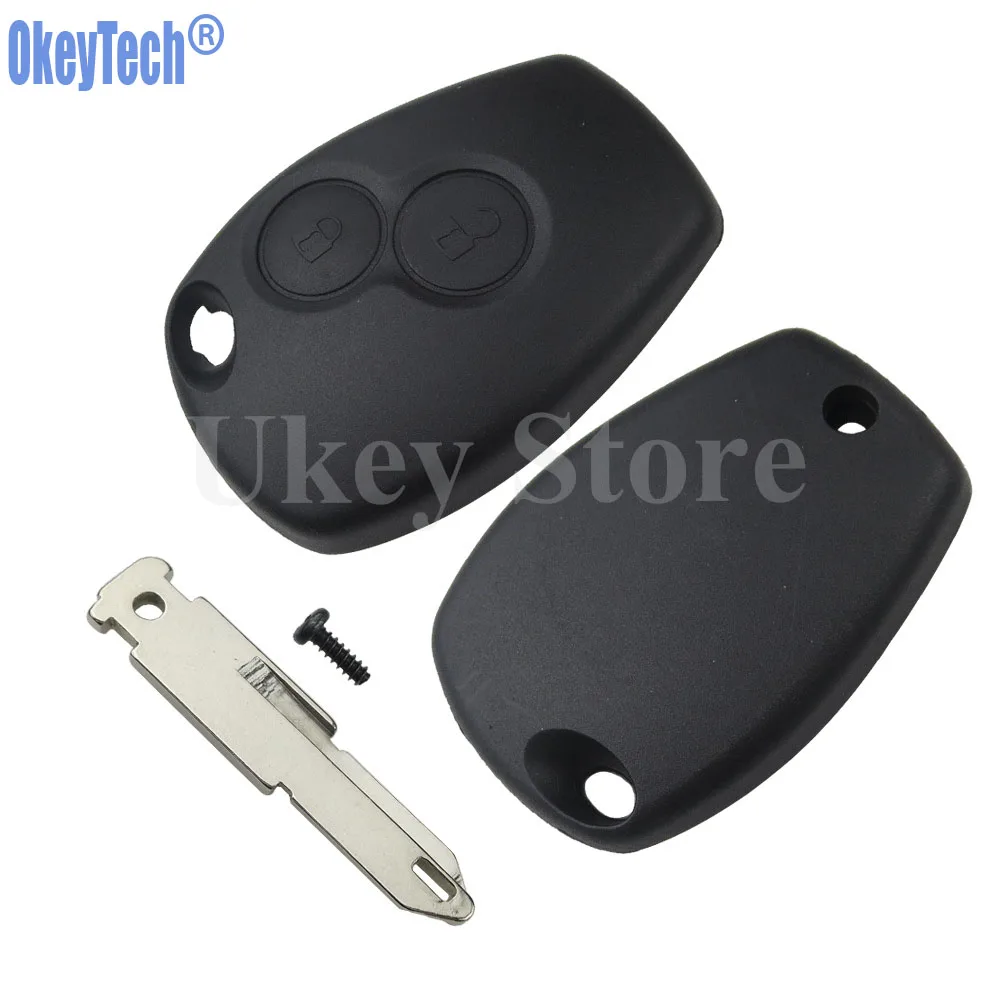 OkeyTech 10 шт./лот 2 кнопки дистанционного брелока корпус пустой для Renault Duster Logan Fluence Clio Vivaro Movano TRAFFORD KANGOO