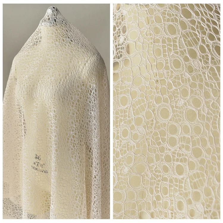 

Hollow out lace fabric delicate small cording soft lace Nude, Off white color in stock! 1 yard girls dress sewing lace material