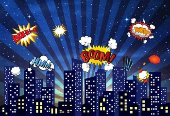 

Thin Vinyl Superhero Photo Backdrop for Photography Studio Buildings Background Lighting Modern City Kids Birthday G-153