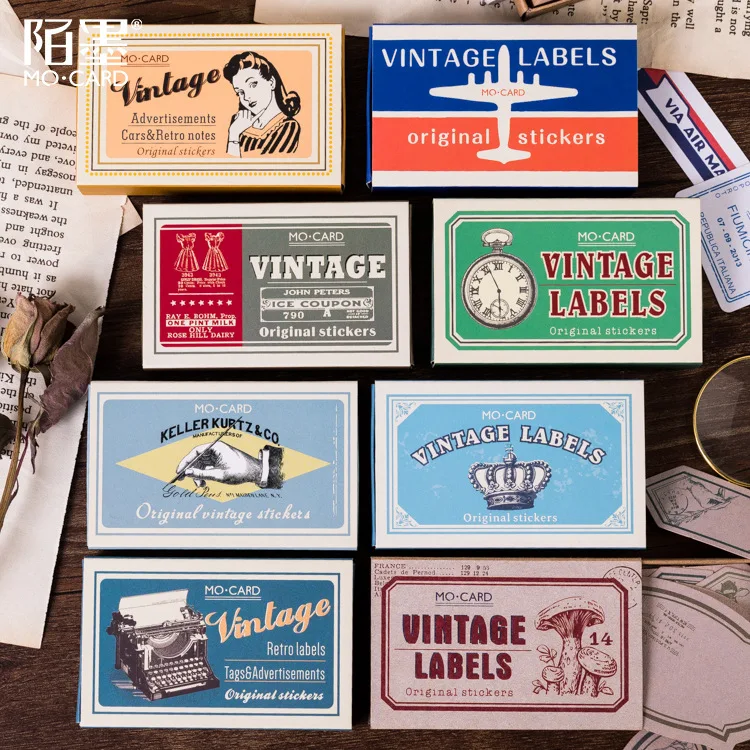 60pcs/box Retro Scrapbooking Sticker Matchbox Diary Planner Decorative Mobile Craft Stationery Cute Bullet Journal Sticker Label