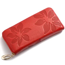 Luxury Brand Long Women Wallet Female Large Purse Perse Carteira Woman Genuine Leather Card Holder Money Bag Ladies Coin floral