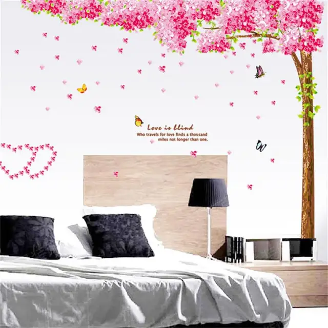 Online Large Pink Cherry Blossoms Tree Erfly Wall Sticker Large Pink Cherry Blossoms Tree Erfly Wall Sticker Vinyl Art Decal S Bedroom Living Room Decor Decorative Mural