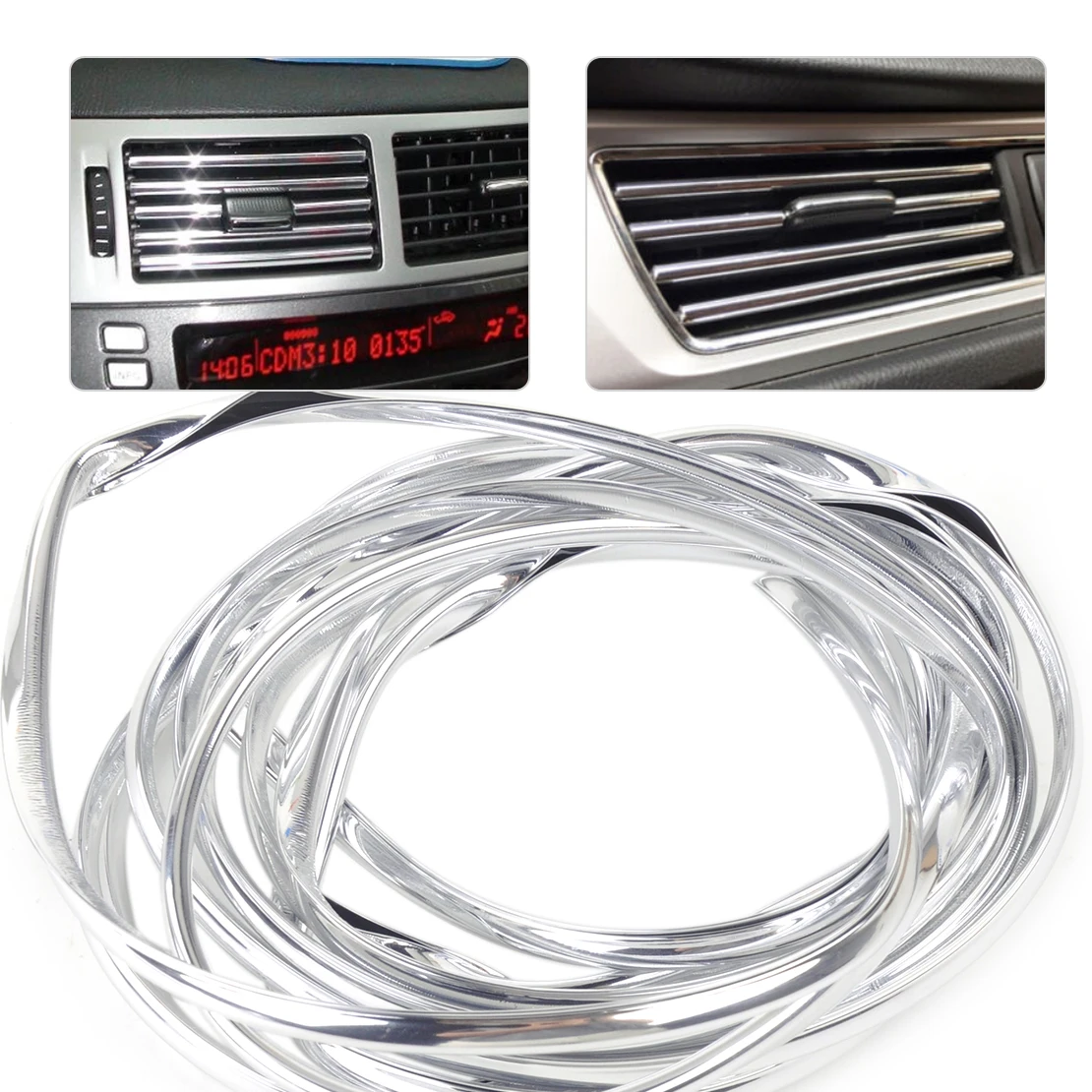 DWCX Car Auto 4M Chrome Plating PVC Air Conditioner Strip Bumper Edge
