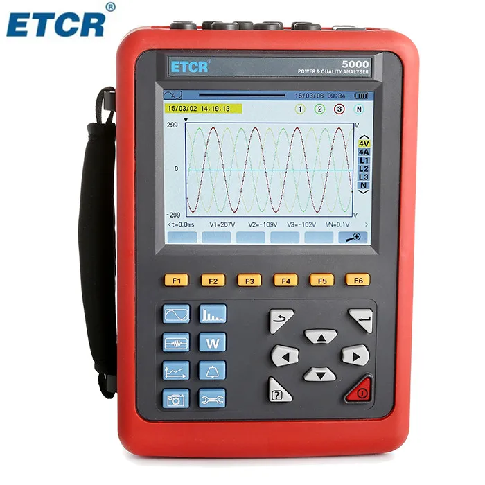 Анализатор качества питания ETCR5000 3 фазы Многофункциональный монитор качества питания с ETCR040B токовым зажимом