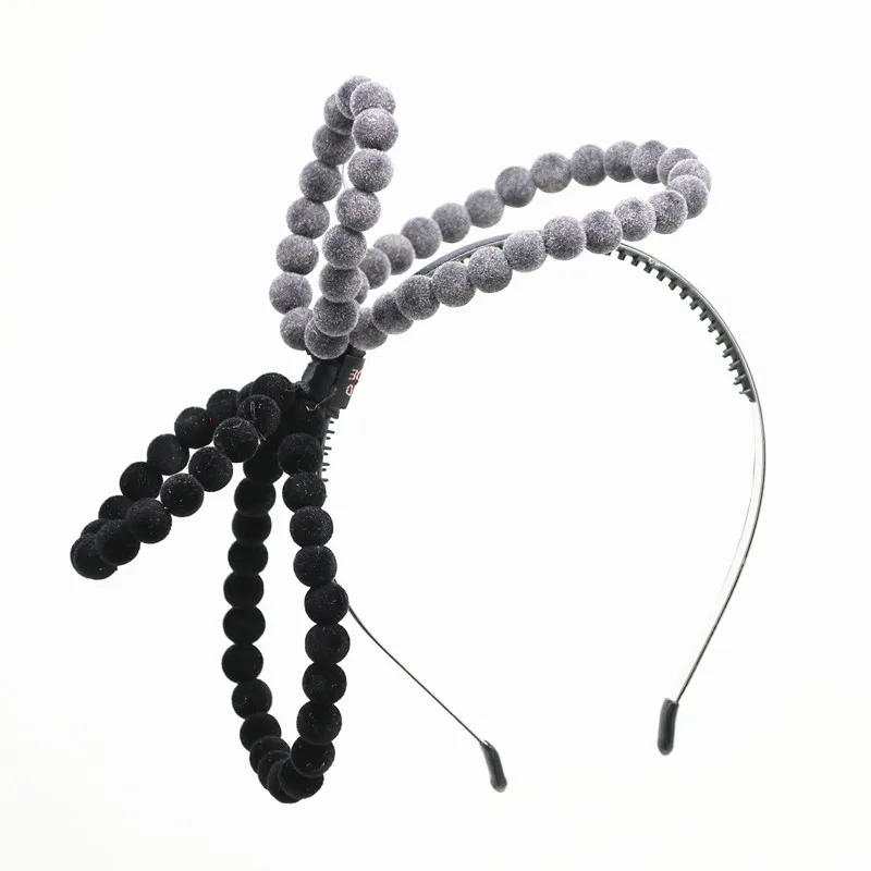 

2020 new fashion rich velvet beads large bow hairband children fashion hair accessories metal band with teeth