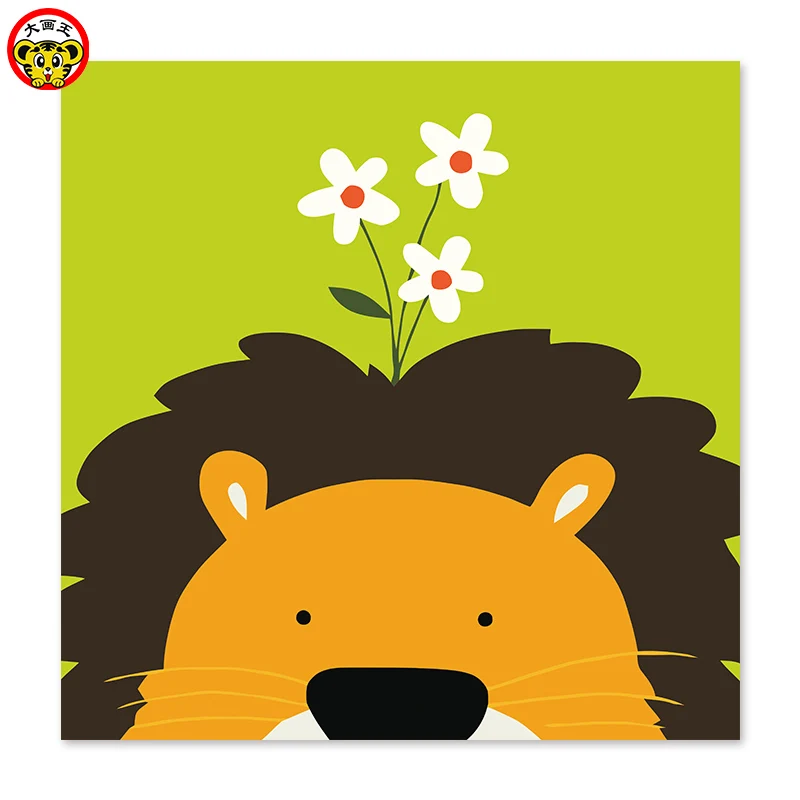 

painting by numbers art paint by number Lions flower on the head Small eyes lion Draw on canvas Digital Painting Famous painting