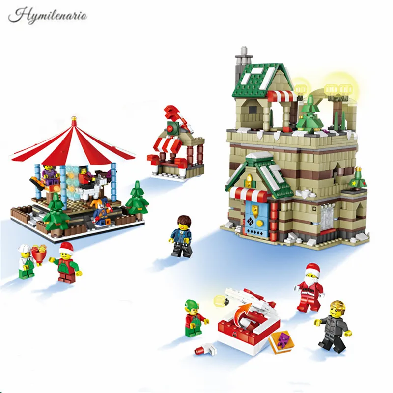 

1595Pcs Girl Series Winter Village christmas Modular Creator Santa Reindeer Building Bricks Blocks Toys Compatible With Lego