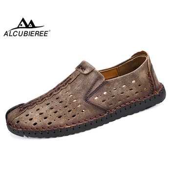 

ALCUBIEREE Summer Men Loafer Casual Mens Moccasins Suede Leather Slip On Sneakers Italian Design Driving Shoes Men Chaussures