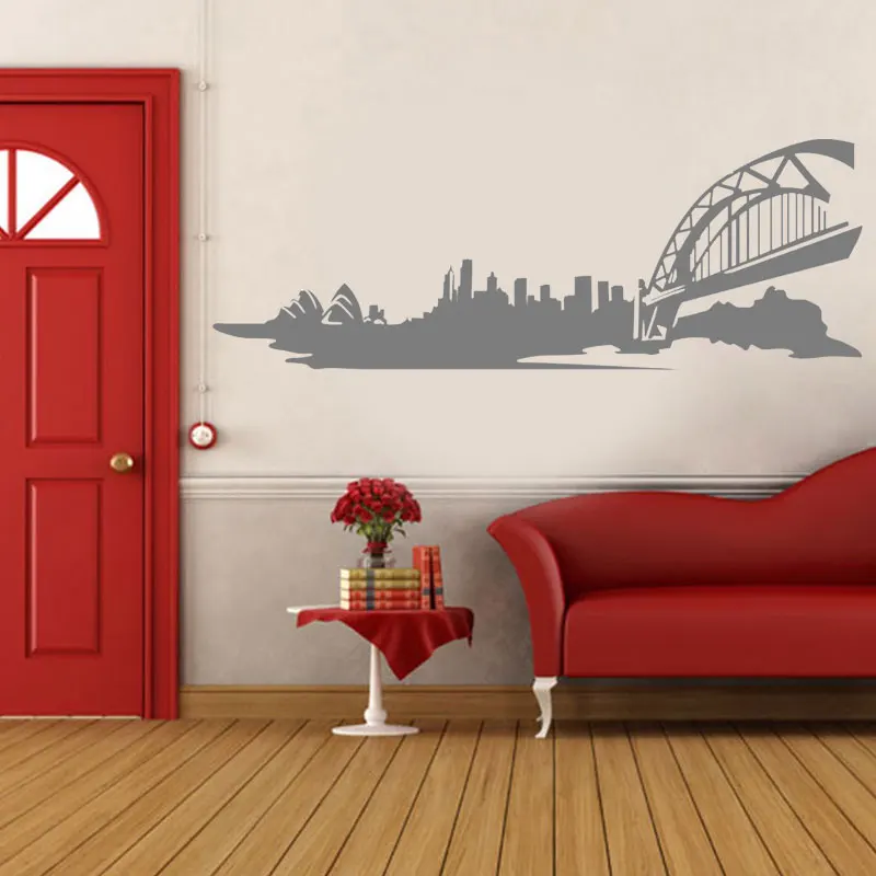 Современный Сиднейский горизонт Наклейка на стену Наклейка домашний декор для гостиной виниловая фреска спальня кухня Искусство Австралия Прохладный E552