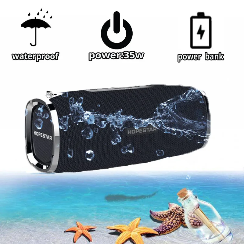 HOPESTAR A6 Bluetooth Speaker Portable Wireless Loudspeaker Soundbar 3D stereo Outdoor Waterproof Big Power Bank 35W