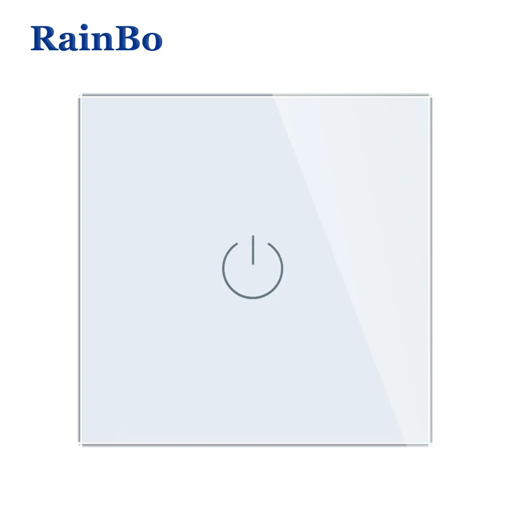 Bainbo Кристалл Стекло Панель Smart Switch ЕС настенный выключатель 110~ 250 В сенсорный выключатель Экран настенный выключатель света 1Gang1Way A1911CW/B