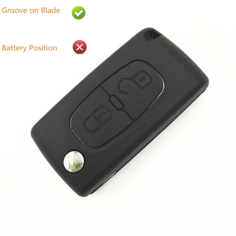 

2 Buttons Car Cover Replacement Flip Key Case Blank Shell Has Groove On Battery No Battery Place For Peugeot 307 407 207