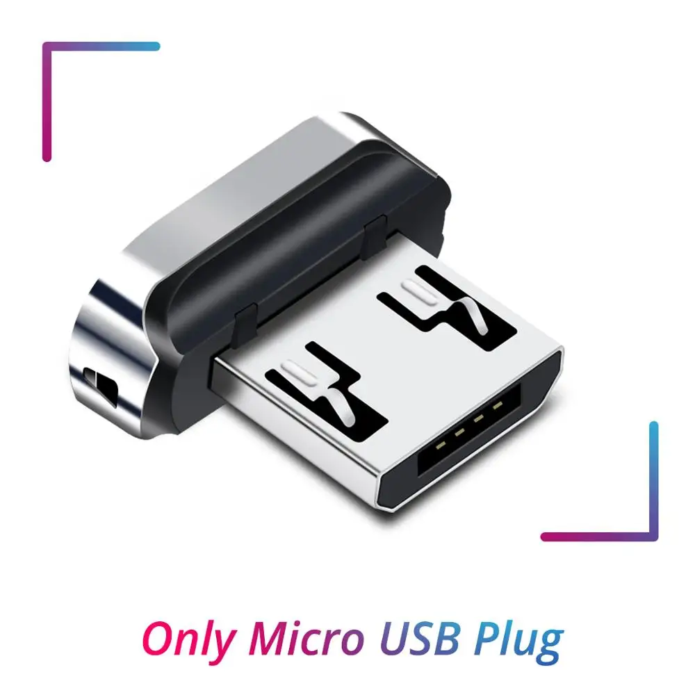 Магнитный кабель FONKEN Micro usb type-C, 1 м, 2 м, магнитный usb-кабель, 3 А, быстрая зарядка для зарядного устройства телефона, кабель type-C, мобильный светодиодный кабель для передачи данных - Цвет: Only Micro USB Plug