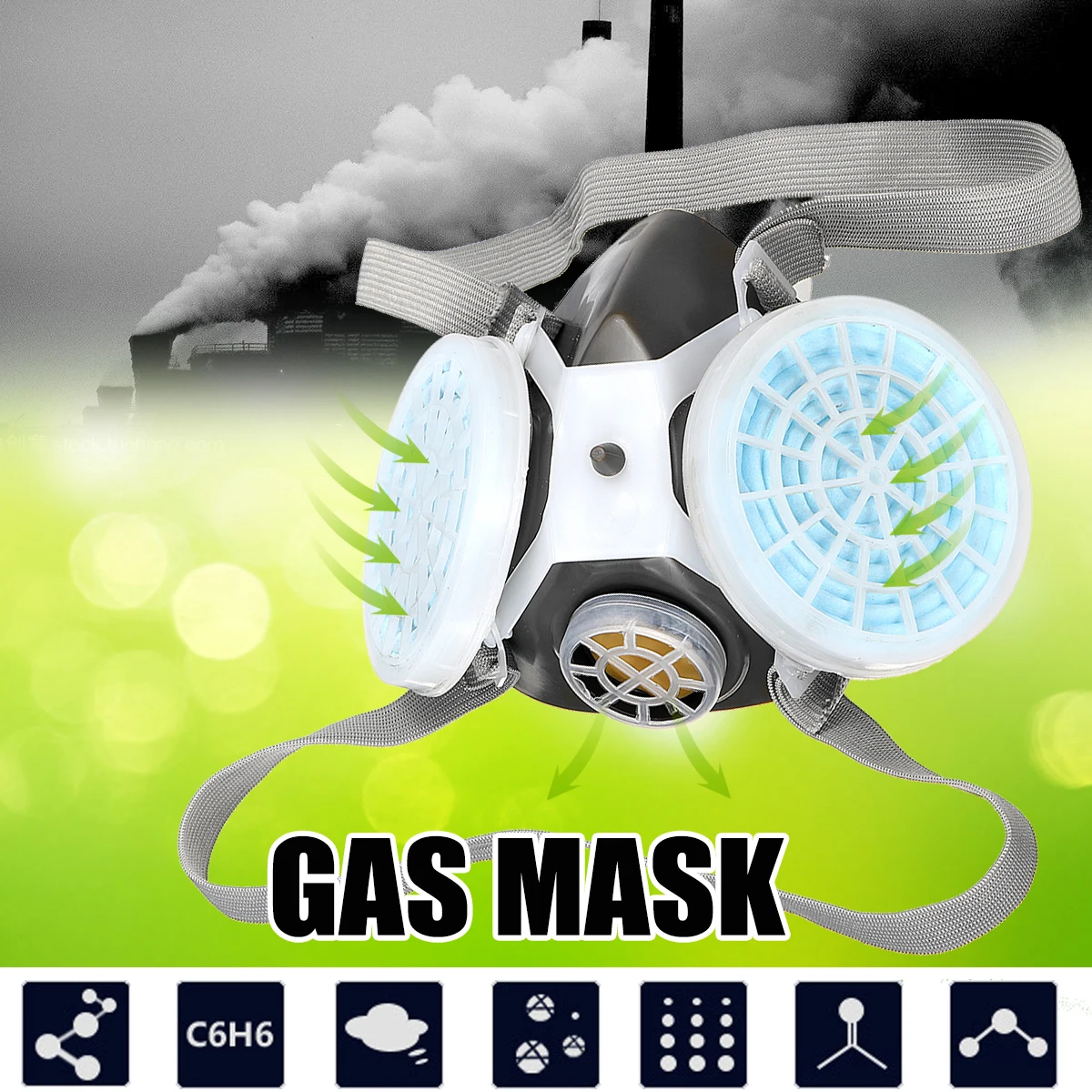 

Safety Protective Gas Mask Half Face Painting Spraying Industrial Filter Anti-Dust Mask Respirator Workplace Safety Supplies