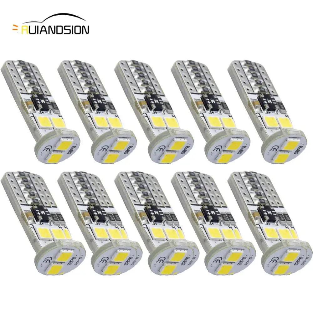 

10pcs Non-polarity T10 Car Clearance Lights Plate Signal Width Light Xenon White LED CANBUS 6SMD 3030 Lamps 12V 24V