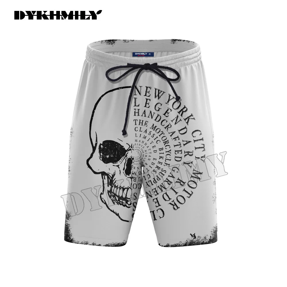 

Dykhmily Casual White Skull 3D Printed Men's Bermuda Quick Dry Summer Shorts Men Beach Trunks New Fashion Fitness Board Shorts