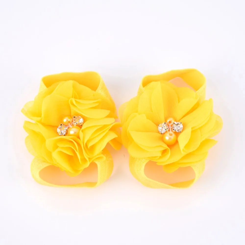 Baby Barefoot Sandals with Chiffon Flower Newborn Sandals Baptism Shoes Baby Girl Shoe Photo Props Birthday Shoes Newborn to 2T