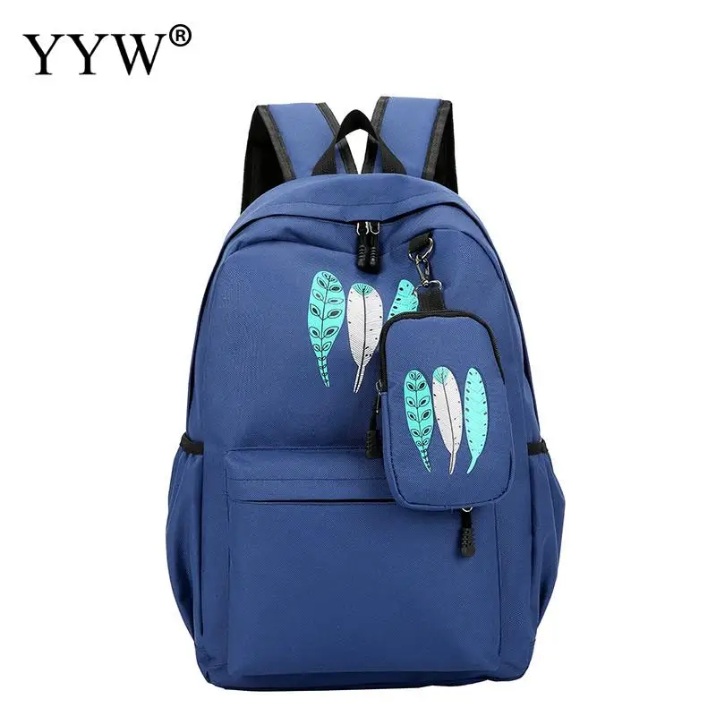 YYW Canvas Printed Black Backpack Casual Large Laptop Backpack Women Pink Zipper Purse Designs Durable Soft Surface Bag Lady 