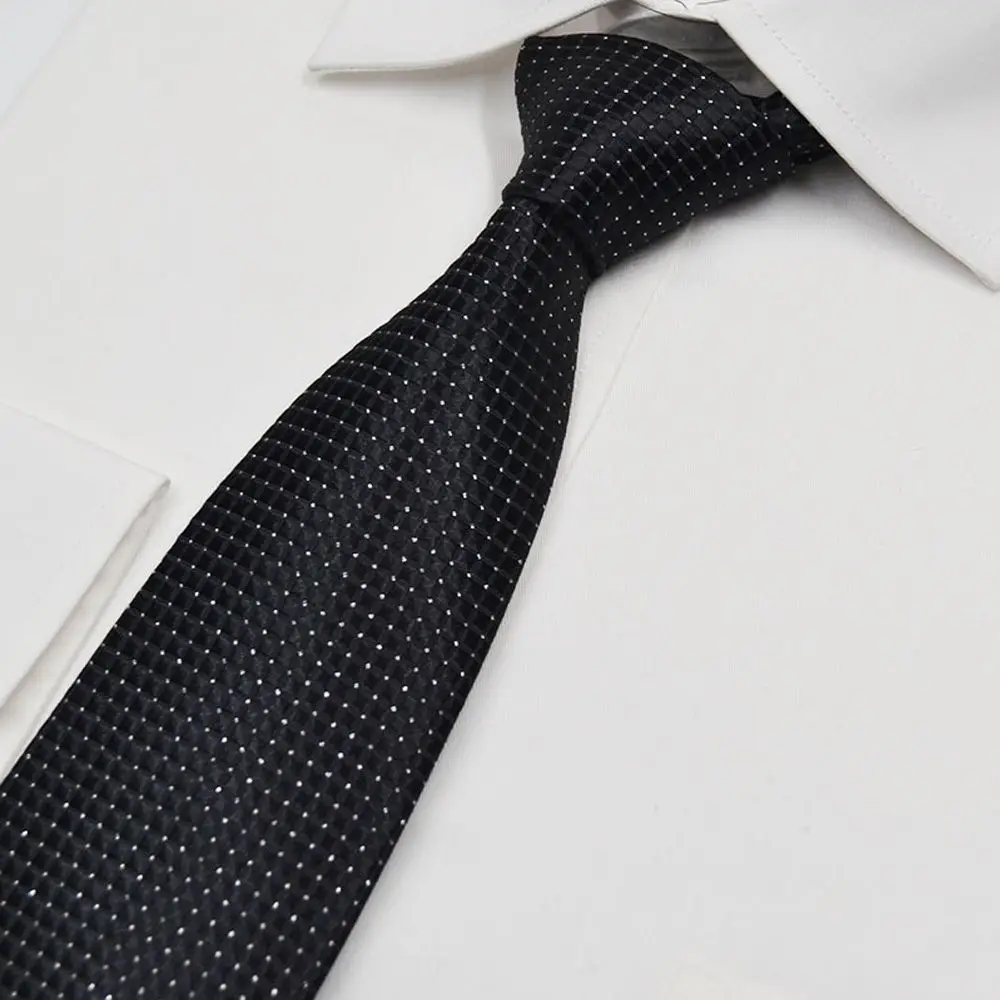 Black Gray Plaid Man Classic JACQUARD Woven Necktie Tie Casual New