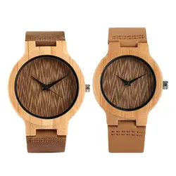 Мода волны Наберите влюбленных наручные часы природа ручной работы Повседневное Для мужчин бамбук кварцевые часы Пояса из натуральной