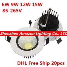 Цена по прейскуранту завода-изготовителя! Утопленный светодиодный блок светильник 6 Вт 9 Вт 12 Вт 15 Вт COB светодиодный потолочное освещение лампа с драйвером 85-265 в DHL бесплатно 20 шт