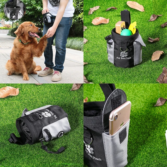 Dog Treat Pouch Pet Hands Training Waist Bag Drawstring Carries Pet Toys Food Poop Bag Pouch for Training Walking Running