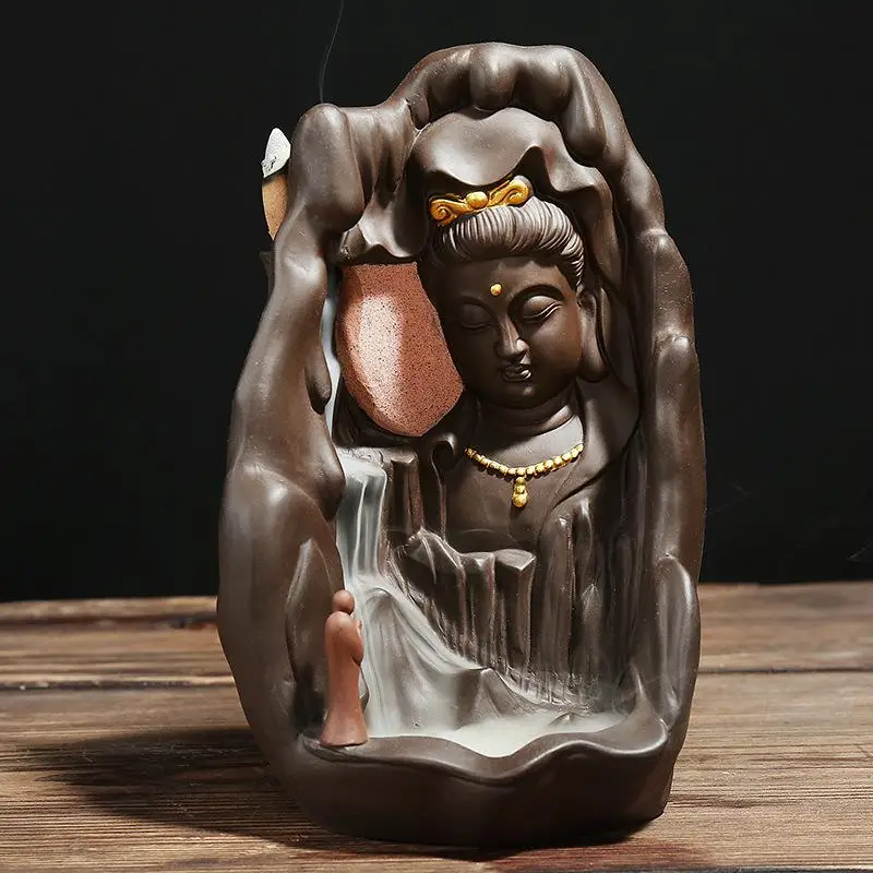 

Buddhism Wisdom Incense Burner Incense Censer Ceramic Aromatherapy Smoke Waterfall Backflow Buddha Censer Holder Home Decor Gift