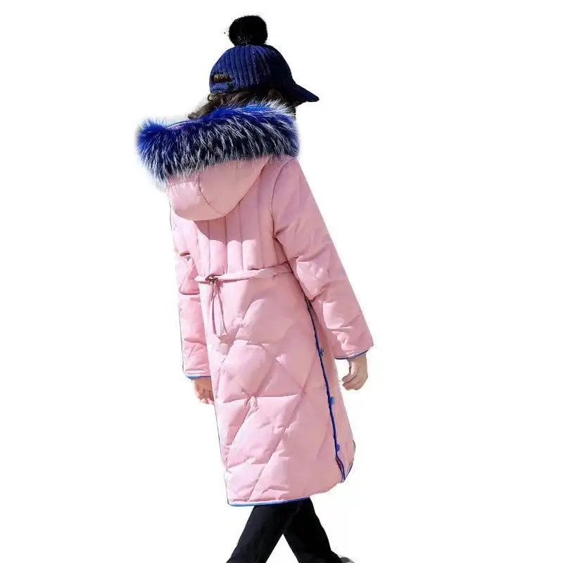 

Girls Down Coat Long Children Kids Parka Jackets 2018 Warm Teenage Girls Winter Coats with Big Fur Hooded Size 6 8 10 12 14