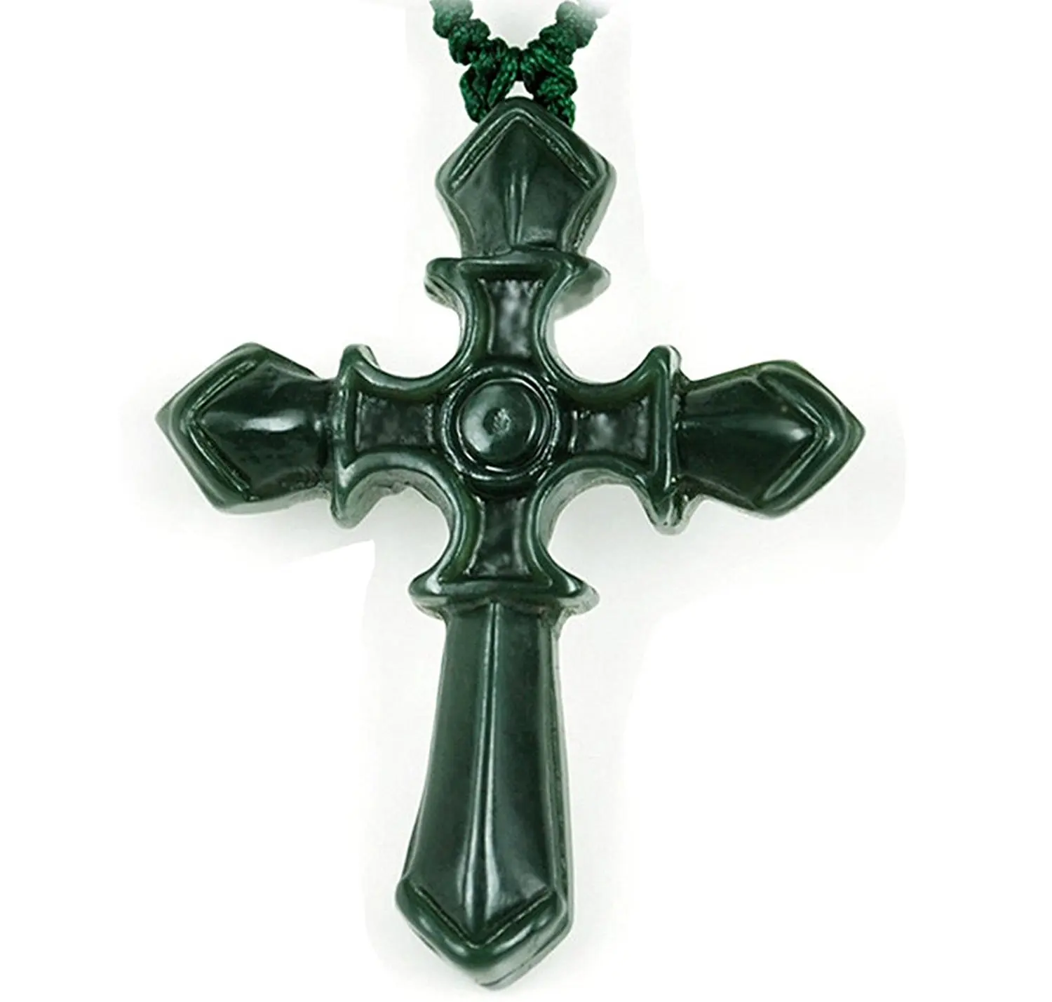 

Pure Natural Green Jade Hand Carved Christian Crosses Necklace Pendant Wholesale